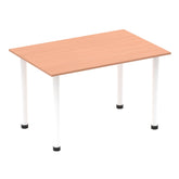 Impulse 1200mm Straight Table Beech Top White Post Leg I003679 DD